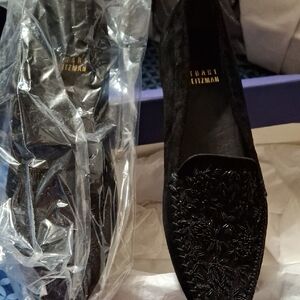 Stuart Weitzman Black Velvet Loafers